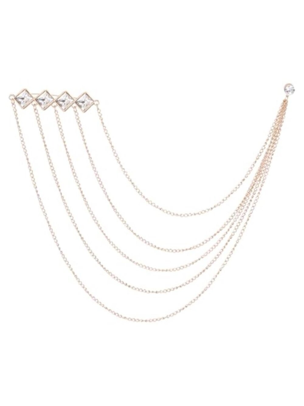 PATIKIL Rhinestone Chain Brooch Pins, Square Rhinestone Tassel Chain Hanging